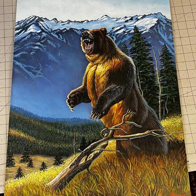 Canvas Board of Grizzly Bear 