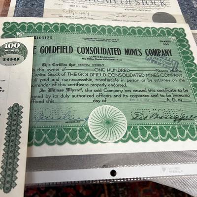 9 Vintage Stock Certificates 