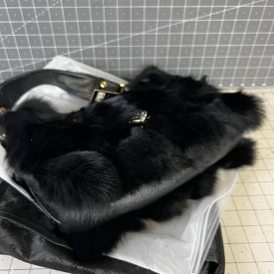 Black Fox FAUX Fur Purse, NEW 