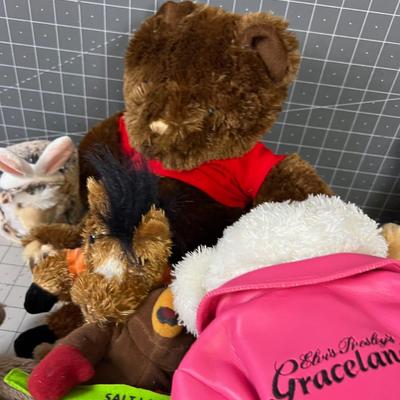 Dolls from Around The World, Including An Elvis Presley Bear in a Pink Leather Jacket 