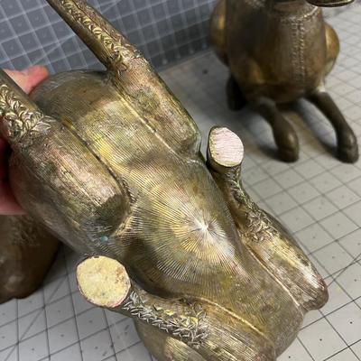 Hand Crafted BRASS DEER 2 Pieces each 