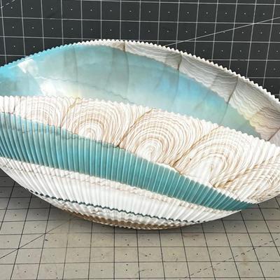 Hand Blown Murano GLASS Bowl, Light Blue and White Colors 