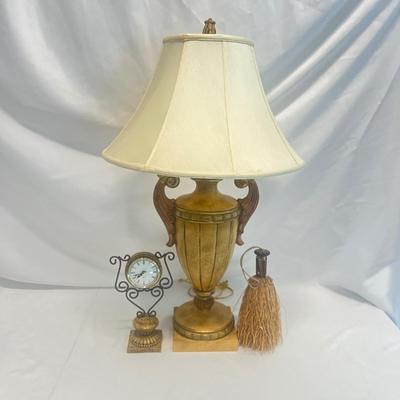 Quartz Clock, Miniature Broom & Table Lamp (B2-MG)