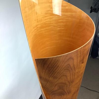 982 Artisan Created Curled Wooden Vase with Stand by Colin Schleeh