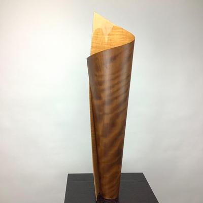 982 Artisan Created Curled Wooden Vase with Stand by Colin Schleeh