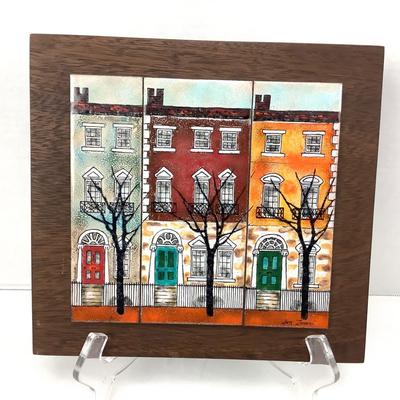 986 Row Houses on Enamel on Copper Jan Zanomi