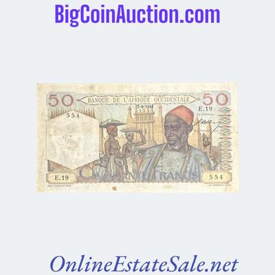 1944 FRENCH WEST AFRICA 50 FRANCS