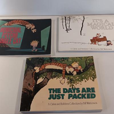 Three Calvin and Hobbs Comic books