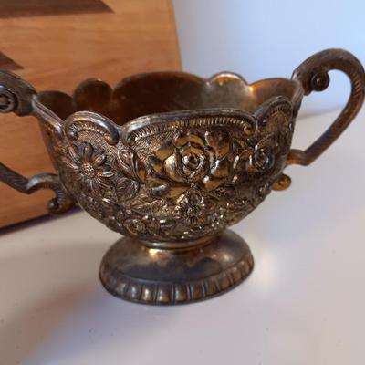 Antique Detailed Silver-Plated Sugar & Creamer - southwestern design cutting board and more