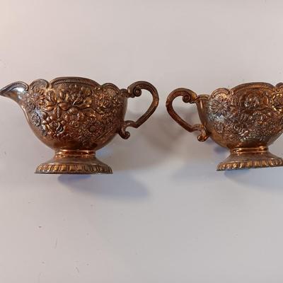 Antique Detailed Silver-Plated Sugar & Creamer - southwestern design cutting board and more