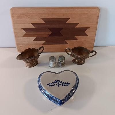 Antique Detailed Silver-Plated Sugar & Creamer - southwestern design cutting board and more