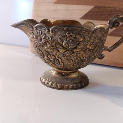 Antique Detailed Silver-Plated Sugar & Creamer - southwestern design cutting board and more
