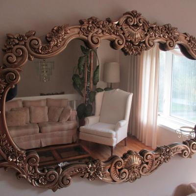 Impressive Large Ornate Gilded Wall Mirror - A