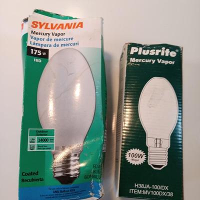 Two Mercury vapor light bulbs new in the boxes - both work