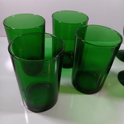 Set of 4 MCM Emerald Forest Green water Glasses
