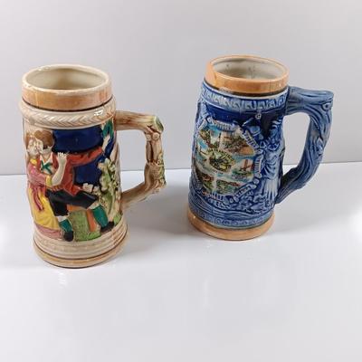 Two barware Beer mugs Steins one marked Japan and the other is a San Francisco souvenir.
