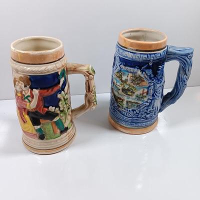Two barware Beer mugs Steins one marked Japan and the other is a San Francisco souvenir.