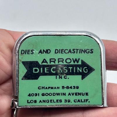 Vintage Arrow Die Casting Inc Los Angeles Company Logo Customer Gift Tape Measure