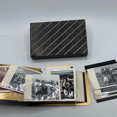 Vintage Our Family Album Picture Flip Book Gold Tone Regency Style with Old Photos and Original Box