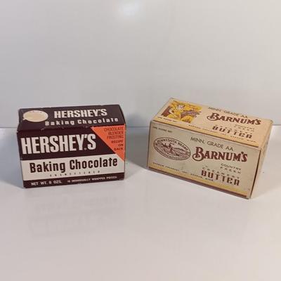 Vintage Hershy's box with Vintage Barnum's butter box in excellent condition