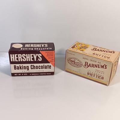 Vintage Hershy's box with Vintage Barnum's butter box in excellent condition