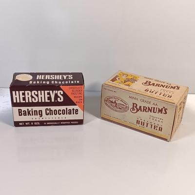 Vintage Hershy's box with Vintage Barnum's butter box in excellent condition