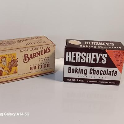 Vintage Hershy's box with Vintage Barnum's butter box in excellent condition