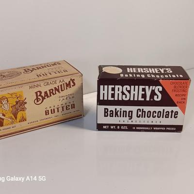 Vintage Hershy's box with Vintage Barnum's butter box in excellent condition