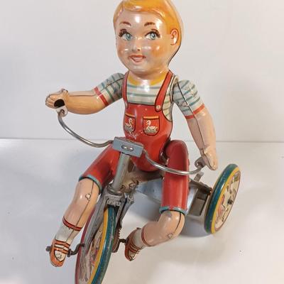 Antique Kiddy Cyclist Tin Wind Up Toy