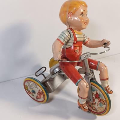 Antique Kiddy Cyclist Tin Wind Up Toy