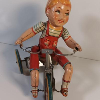 Antique Kiddy Cyclist Tin Wind Up Toy