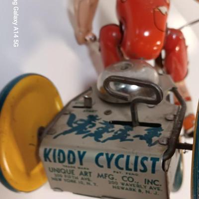 Antique Kiddy Cyclist Tin Wind Up Toy