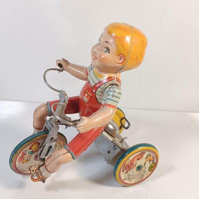 Antique Kiddy Cyclist Tin Wind Up Toy
