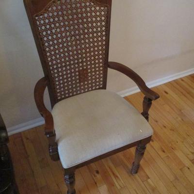 Set of 8 Walnut Cane Back Dining Chairs includes Two Carver Chairs - B