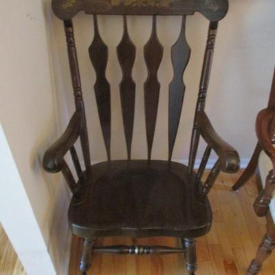 Vintage Solid Wood Painted Rocking Chair - A