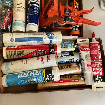 G1965 Lot of Caulking Guns and Caulk/Glues