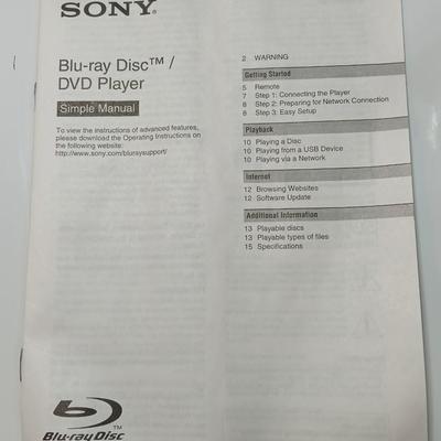 Sony Blue Ray disc / DVD Player with Wireless LAN built in Complete with remote control