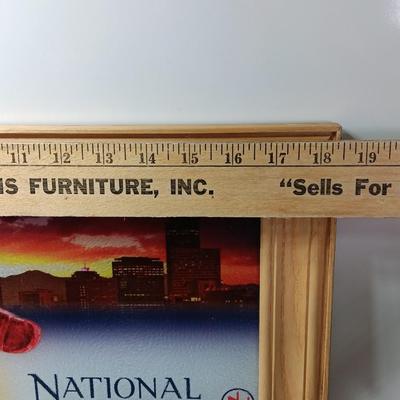 Wood framed National Western Stock show-stained textured glass artwork