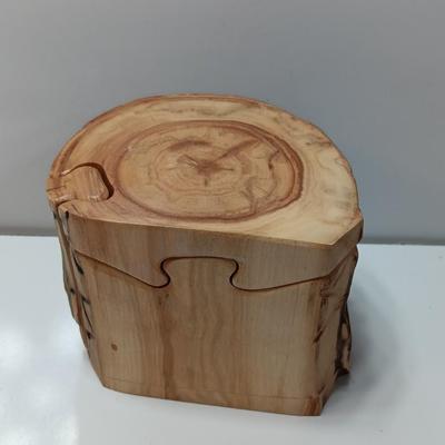 Signed Aspen wood puzzle stow away box with 12" All My Love All my life sign.