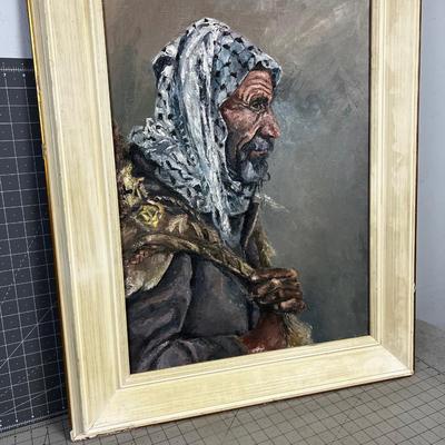 Original Oil Painting on Canvas Framed. Middle Eastern Man. 1960's?