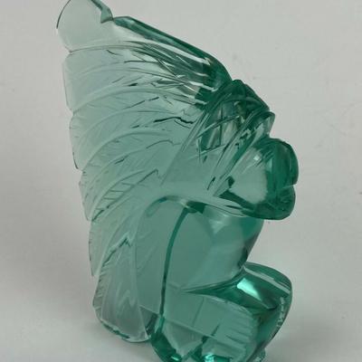  modern TINTED CUT GLASS INDIAN CHIEF HEADDRESS PAPERWEIGHT 