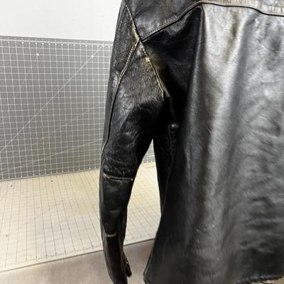 Vintage CafÃ© Racer Style Leather Jacket, Black
