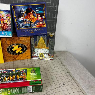 Giant Puzzle Lot: Elf, Polar Express, Rockefeller Center etc., (8 Total) 