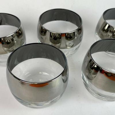 MCM SILVER RIM ROLY POLY COCKTAIL GLASSES SET OF 8 