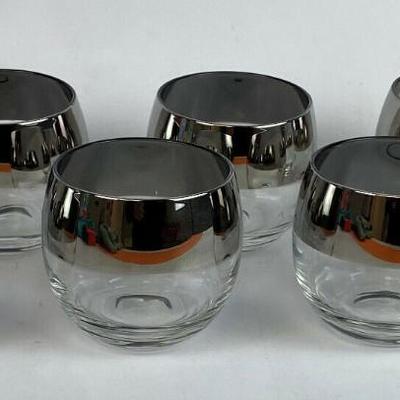 MCM SILVER RIM ROLY POLY COCKTAIL GLASSES SET OF 8 