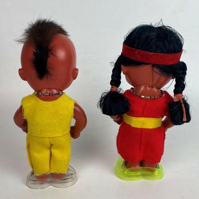 vintage NATIVE AMERICAN CHARACTER DOLLS pair 1950s 