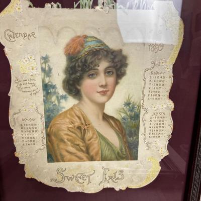 Series of (4) Antique Calendar Sheets FRAMED From 1899 ART NOUVEAU 