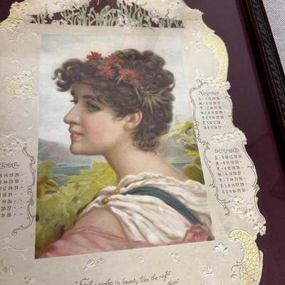 Series of (4) Antique Calendar Sheets FRAMED From 1899 ART NOUVEAU 
