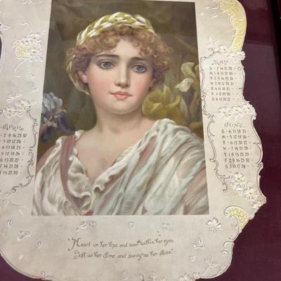 Series of (4) Antique Calendar Sheets FRAMED From 1899 ART NOUVEAU 