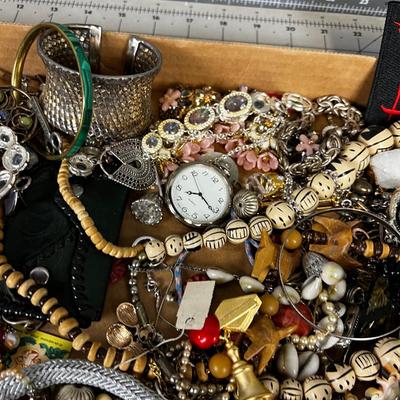 Big O Tray of Costume Jewelry: Necklaces and Bracelets